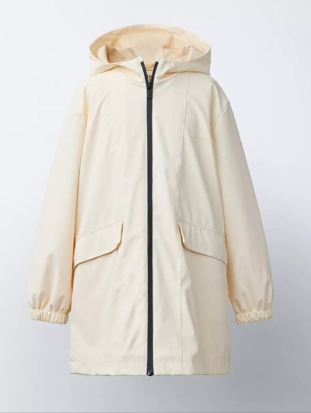 Zara Kids NWT Butter Rubberized Water Repellent Raincoat 6-7Y Minimalist Neutral